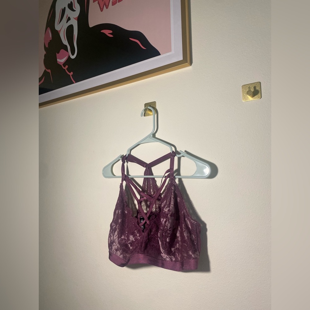 Size 2 strappy purple bralette, lightly used.
